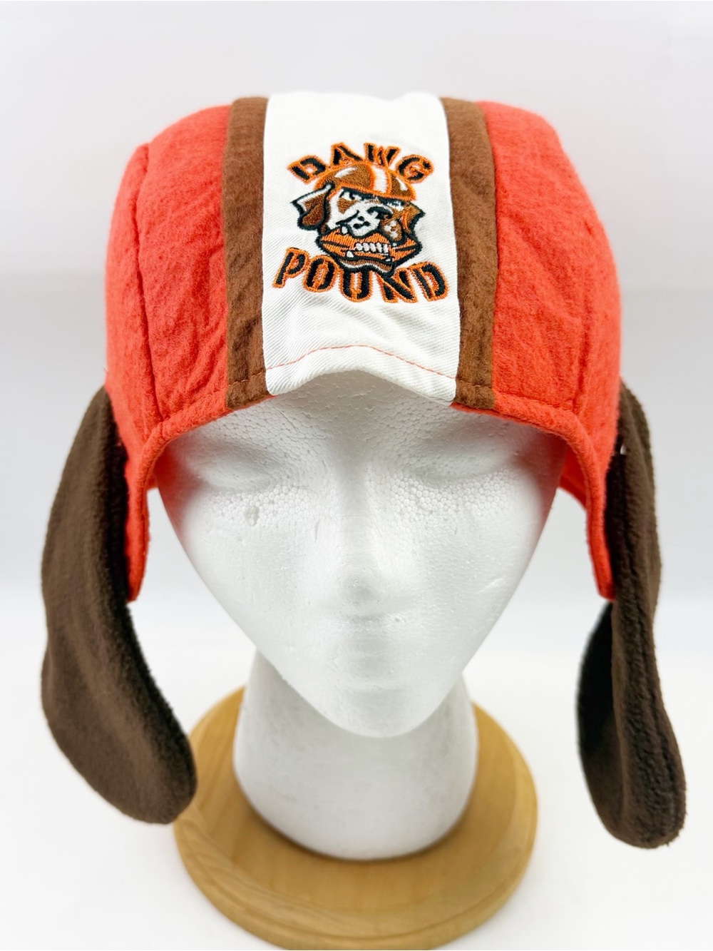 Vtg 90s Cleveland Browns Dawg Pound Hat Fleece Ears Football Dog One Size Adult